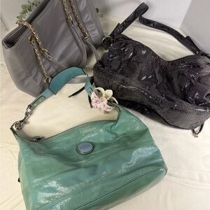 Handbag Bundle Coach Leather Bag Nine West Snakeskin Purse Gray Tote Lot of 3